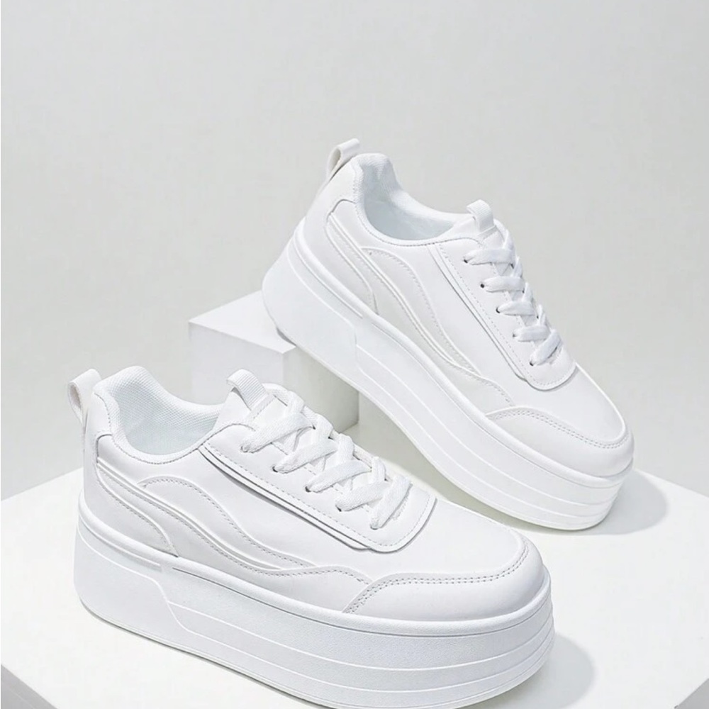 Trendy White Platform Sneakers
